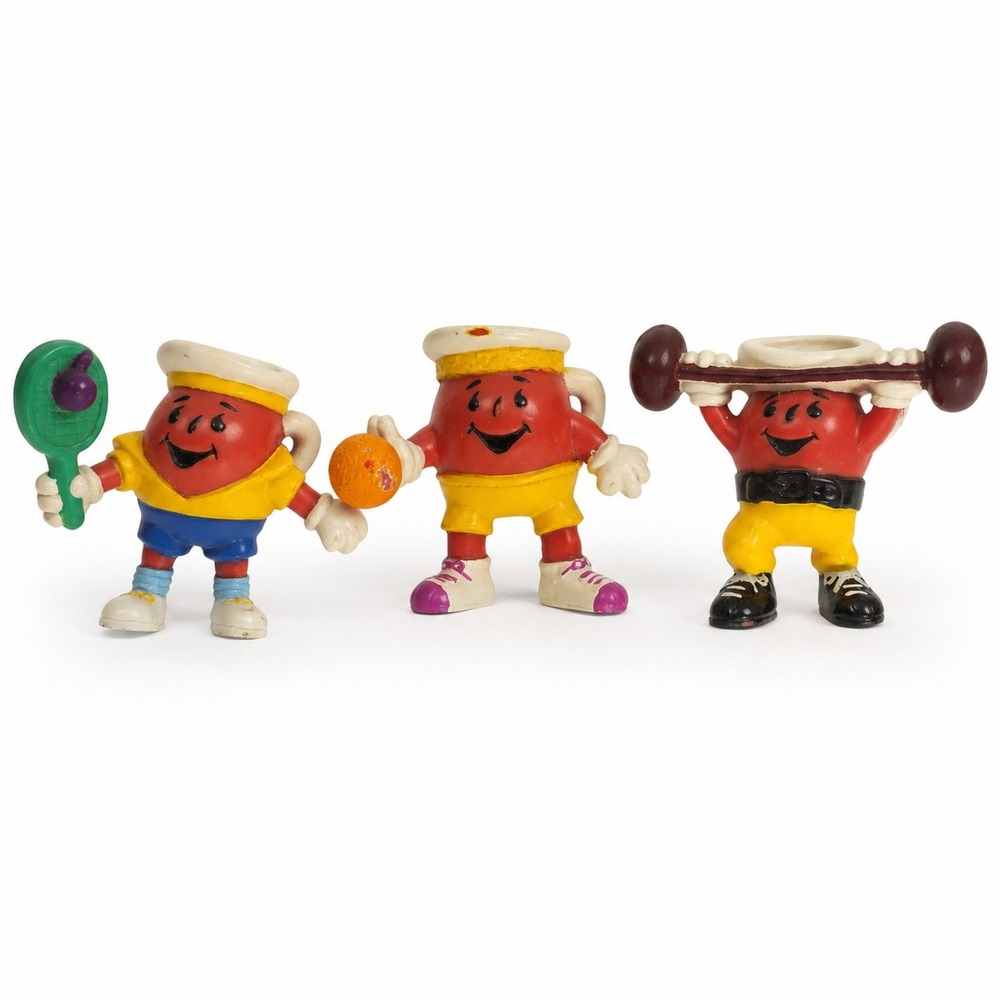 Kool-Aid Man PVC Mini Figures Set of 3 OS Red Good Vintage 80s Sports Mascot